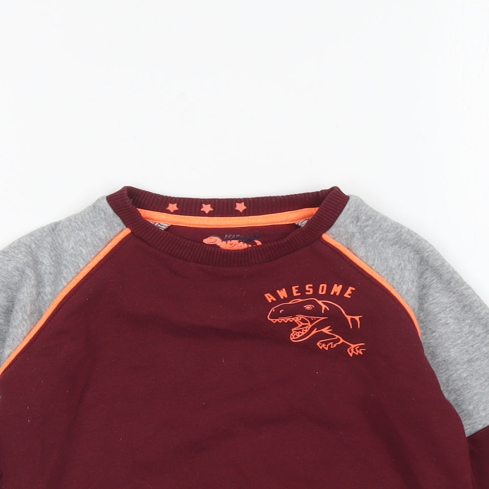 F&F Boys Purple Cotton Pullover Sweatshirt Size 5-6 Years Pullover - Awesome Dinosaur