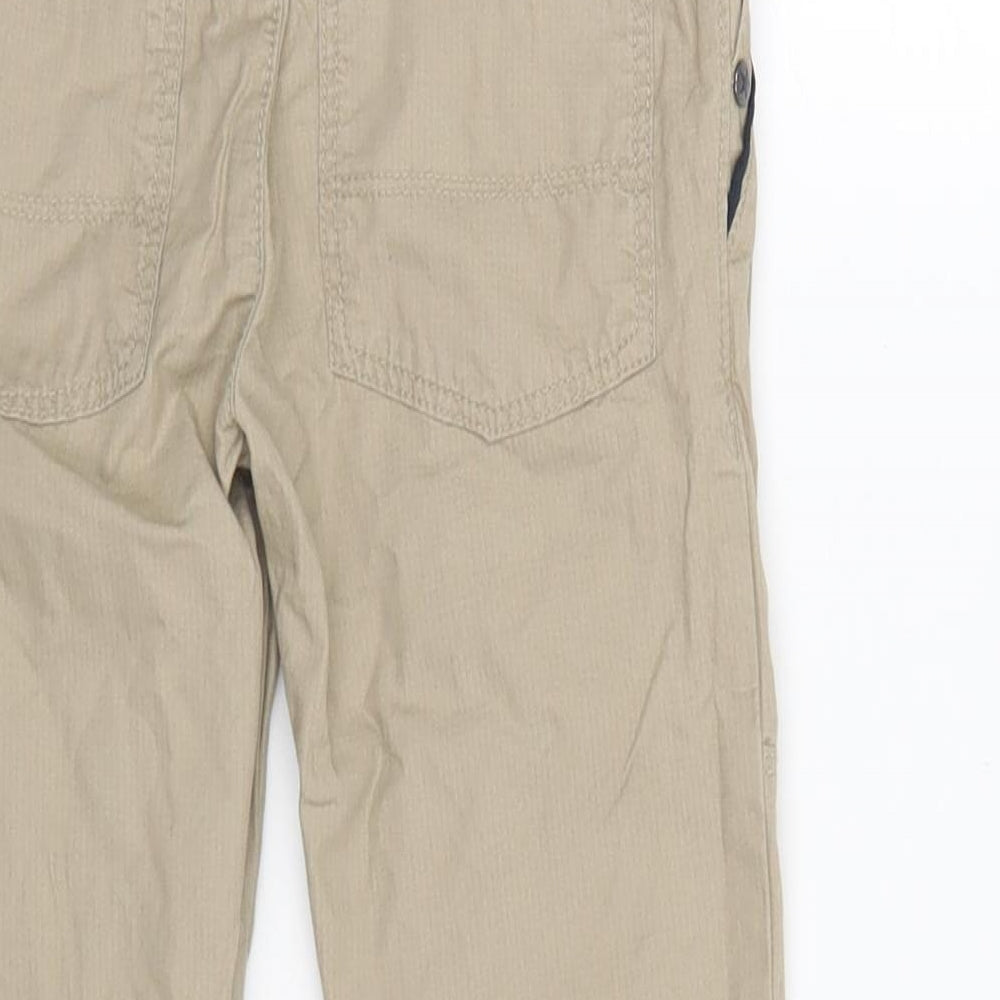F&F Boys Beige Cotton Cargo Trousers Size 5-6 Years Regular Drawstring
