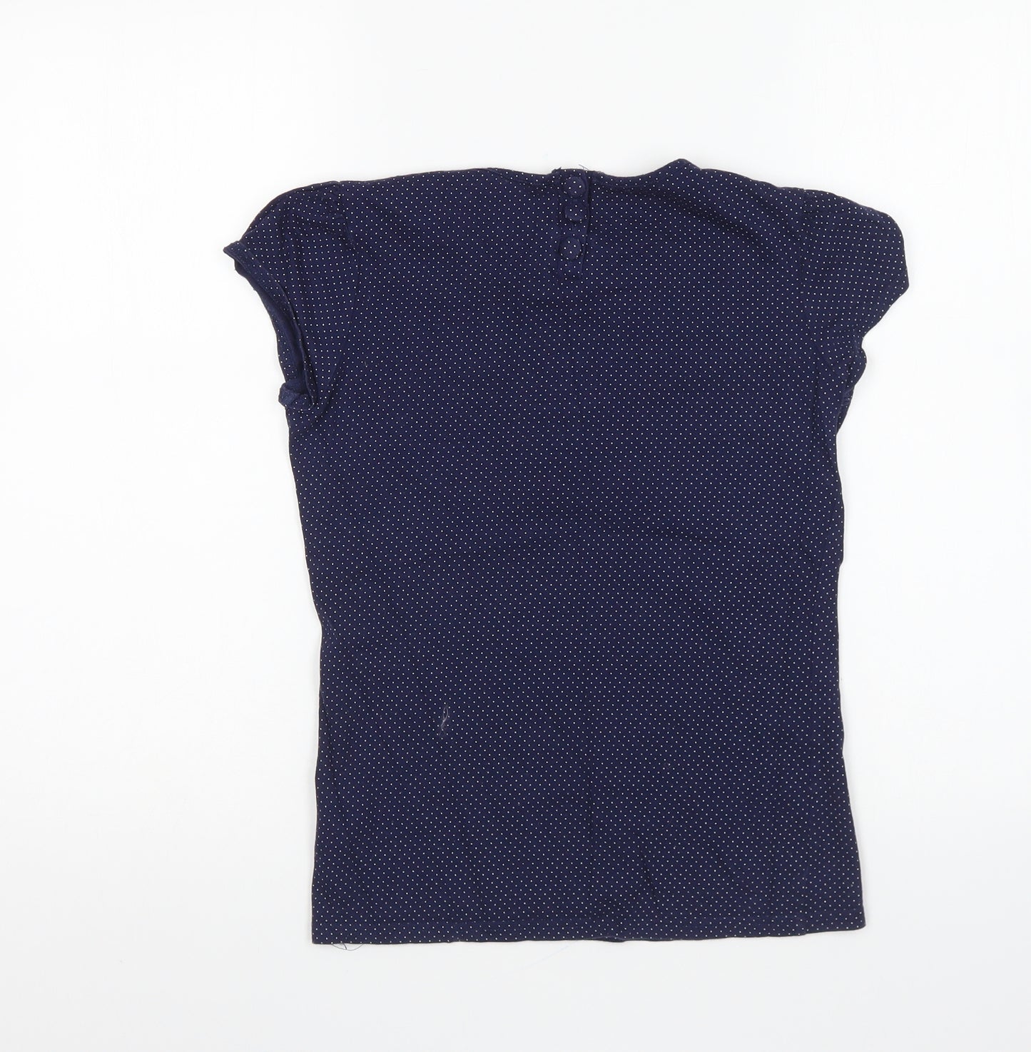 Topshop Womens Blue Polka Dot Cotton Basic T-Shirt Size 8 Round Neck
