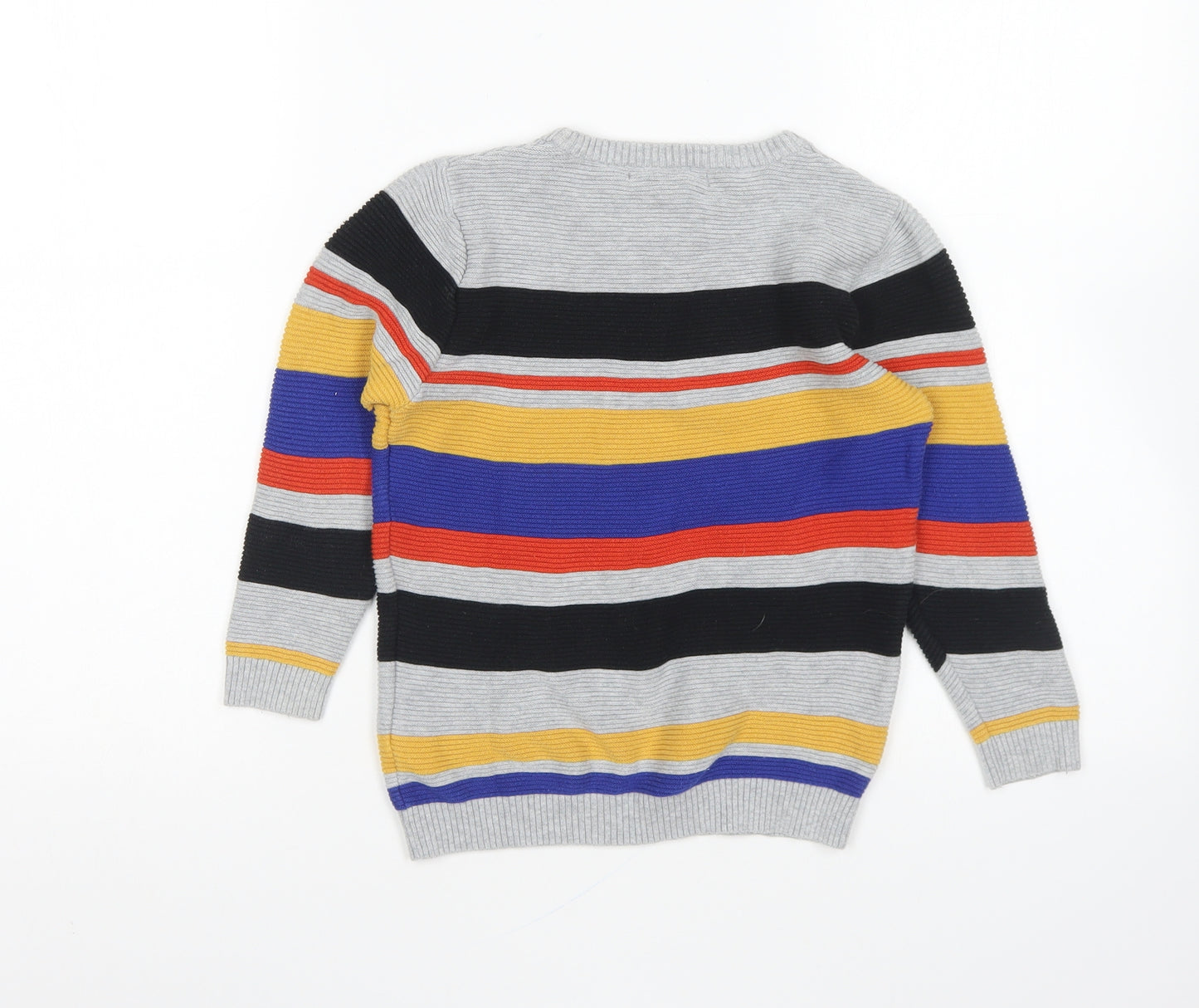 George Boys Multicoloured Round Neck Striped Cotton Pullover Jumper Size 4-5 Years Pullover