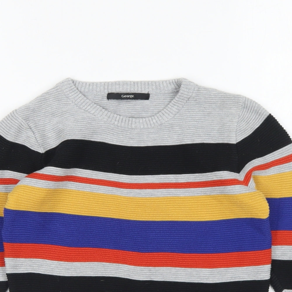 George Boys Multicoloured Round Neck Striped Cotton Pullover Jumper Size 4-5 Years Pullover