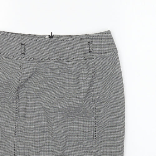 Marks and Spencer Womens Black Geometric Polyester Straight & Pencil Skirt Size 6 - Houndstooth print.