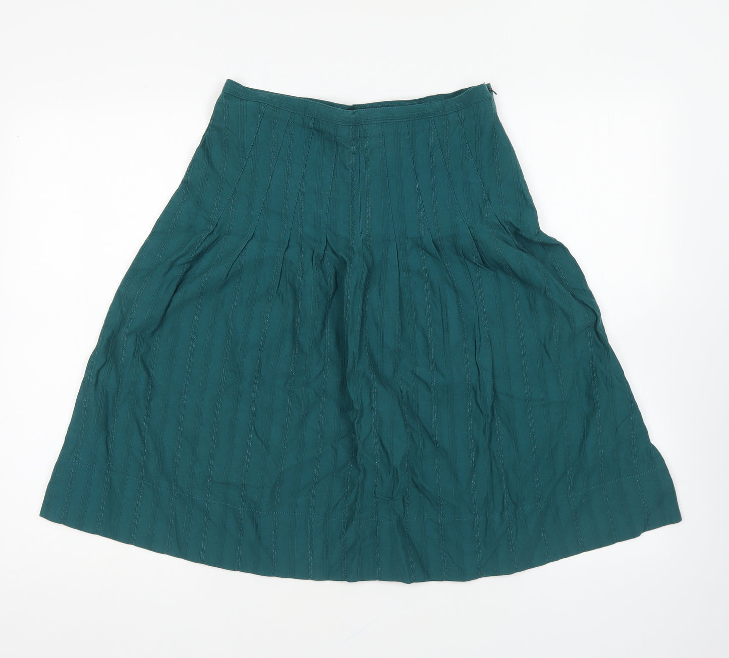 Topshop Womens Green Cotton Swing Skirt Size 8 Zip