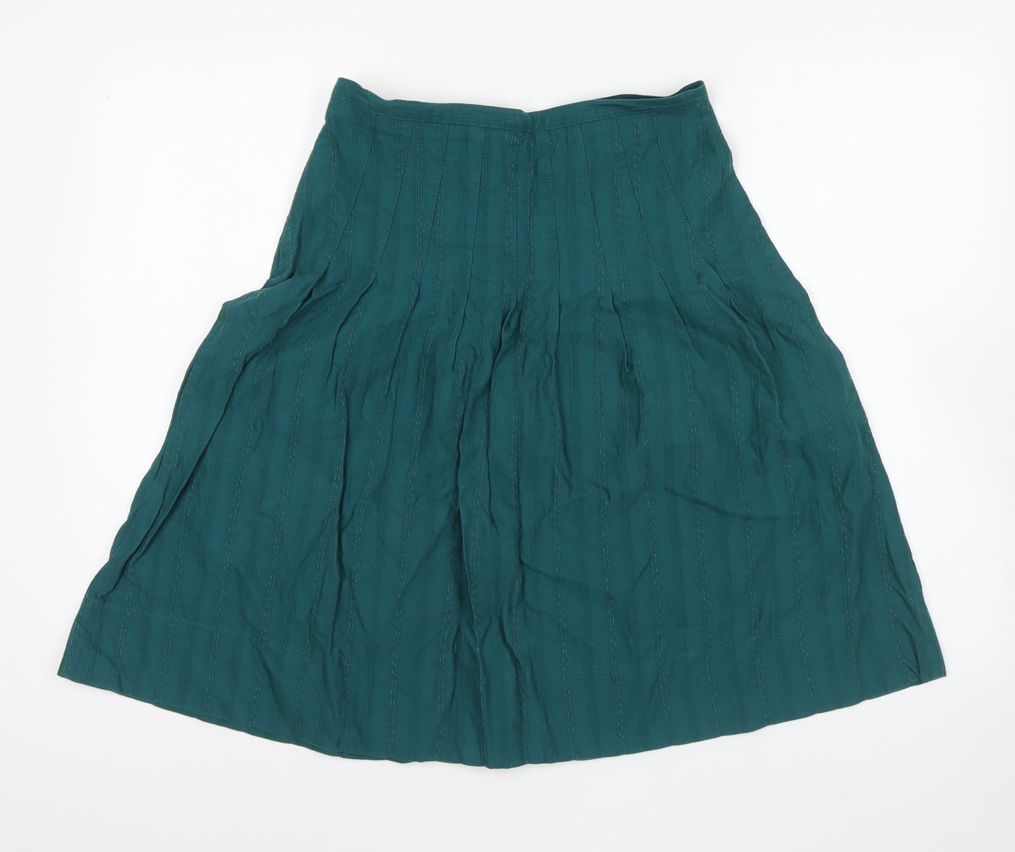Topshop Womens Green Cotton Swing Skirt Size 8 Zip