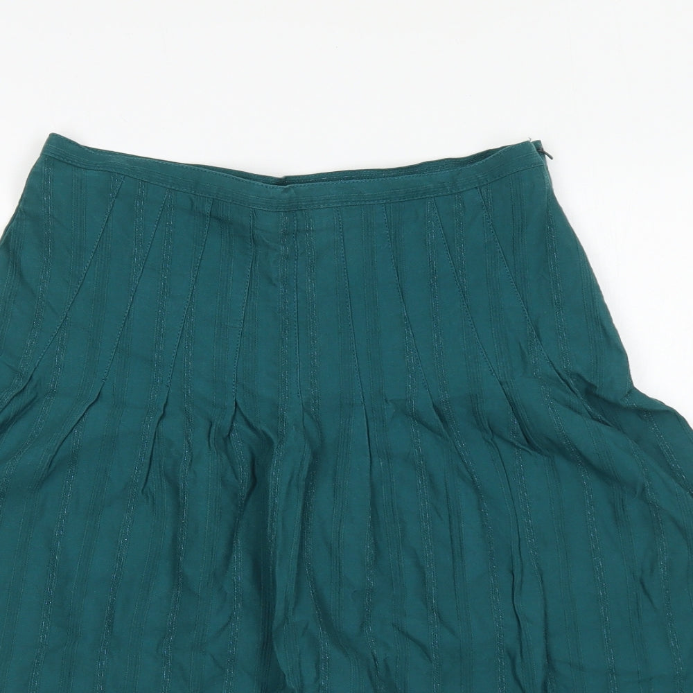 Topshop Womens Green Cotton Swing Skirt Size 8 Zip