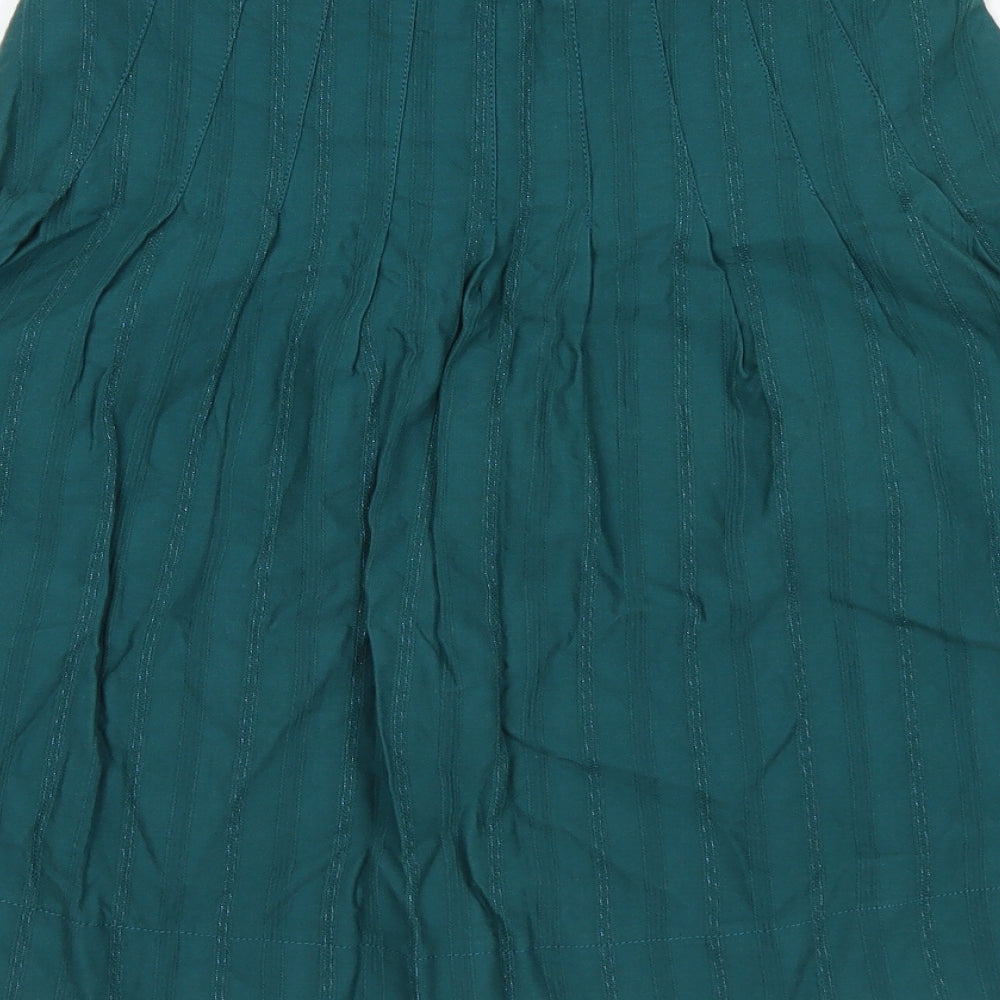 Topshop Womens Green Cotton Swing Skirt Size 8 Zip