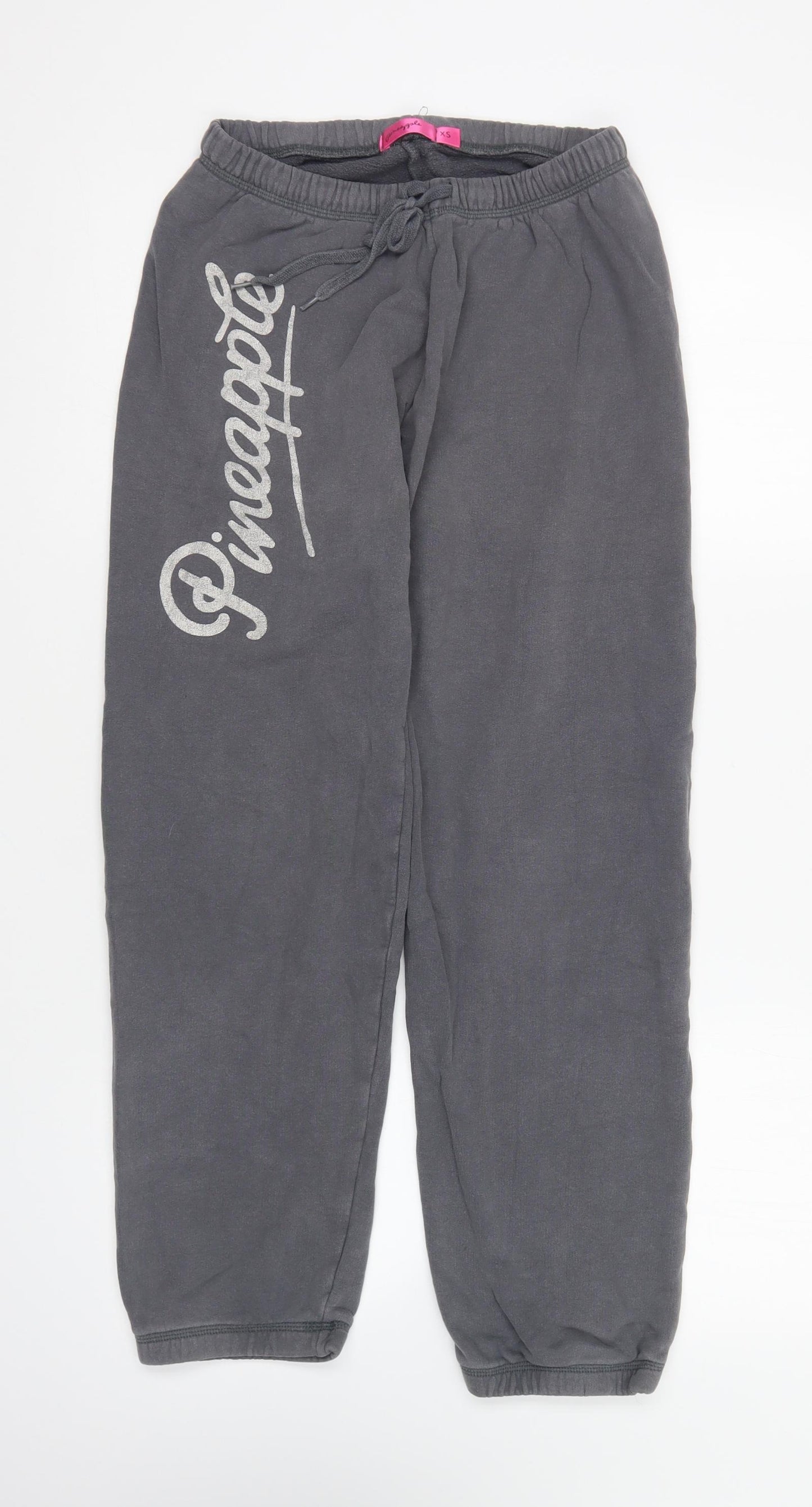 Pineapple Womens Grey Cotton Jogger Trousers Size XS L26 in Regular Drawstring