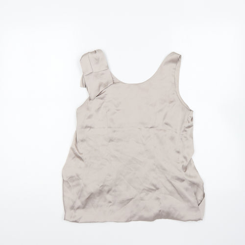 H&M Womens Silver Polyester Basic Blouse Size 6 Scoop Neck