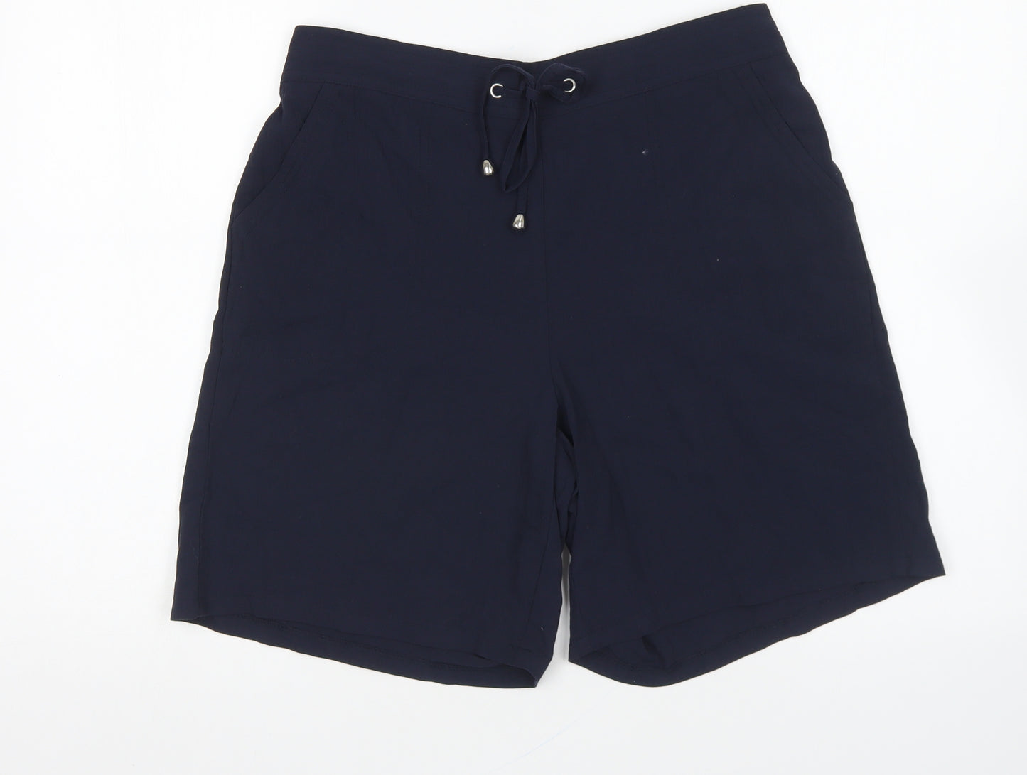 Papaya Womens Blue Cotton Chino Shorts Size 12 L7 in Regular Drawstring