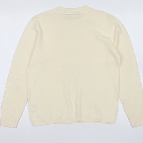 Sinclair Womens Ivory Crew Neck Acrylic Pullover Jumper Size S