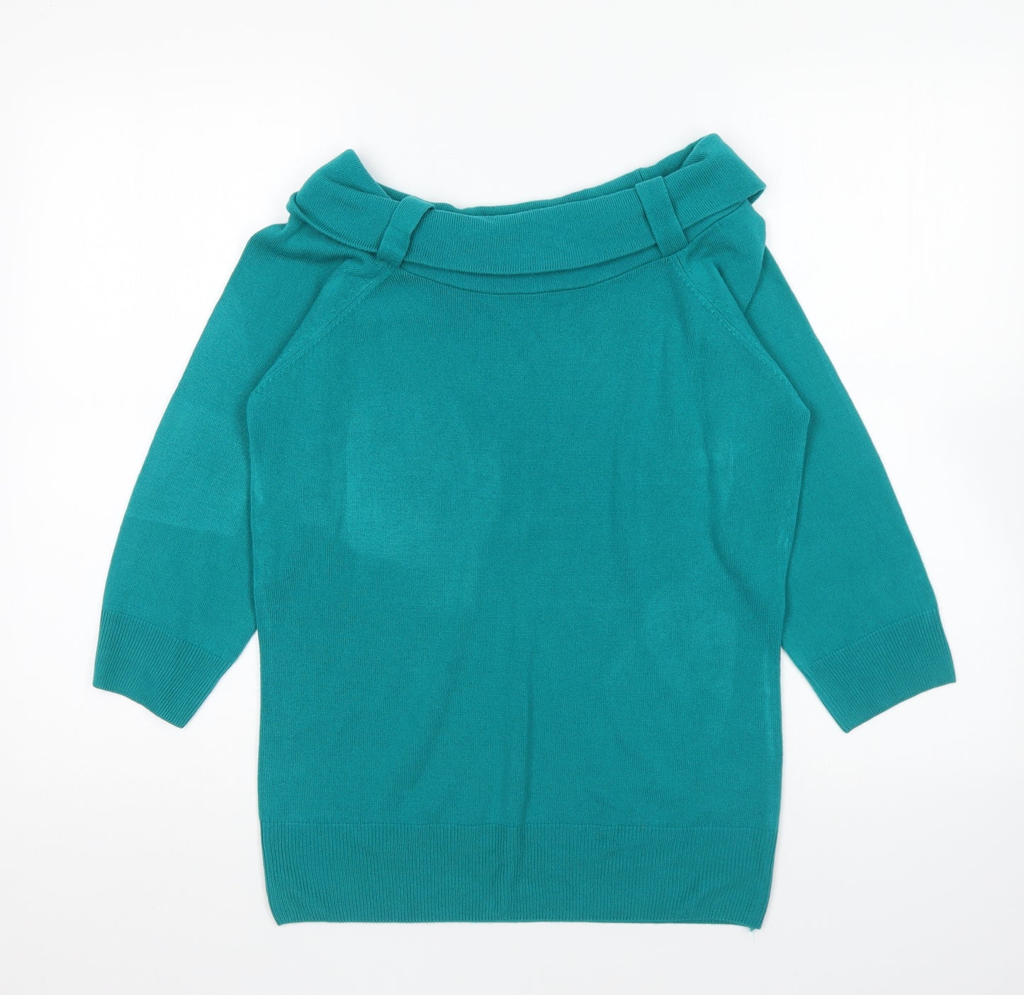Marks and Spencer Womens Green Boat Neck Acrylic Pullover Jumper Size 14
