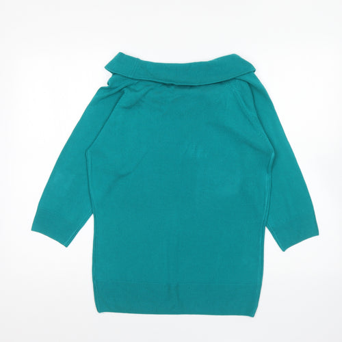 Marks and Spencer Womens Green Boat Neck Acrylic Pullover Jumper Size 14