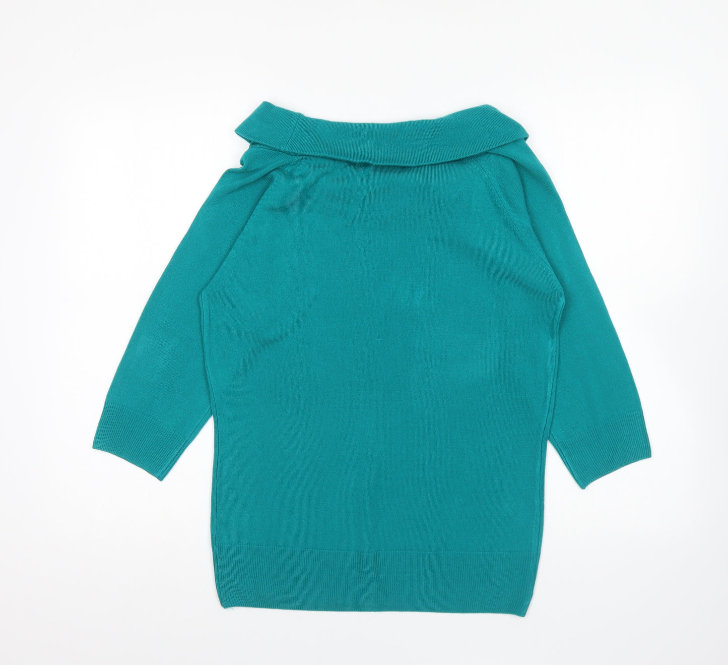 Marks and Spencer Womens Green Boat Neck Acrylic Pullover Jumper Size 14