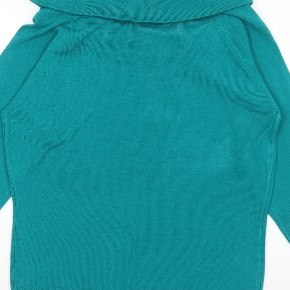 Marks and Spencer Womens Green Boat Neck Acrylic Pullover Jumper Size 14