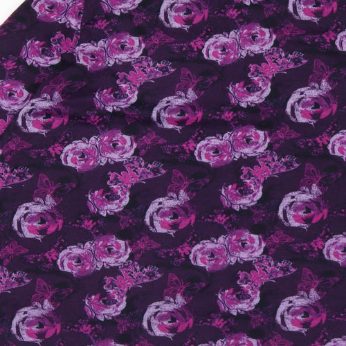 Originals Womens Purple Round Neck Floral Polyester Pullover Jumper Size 14