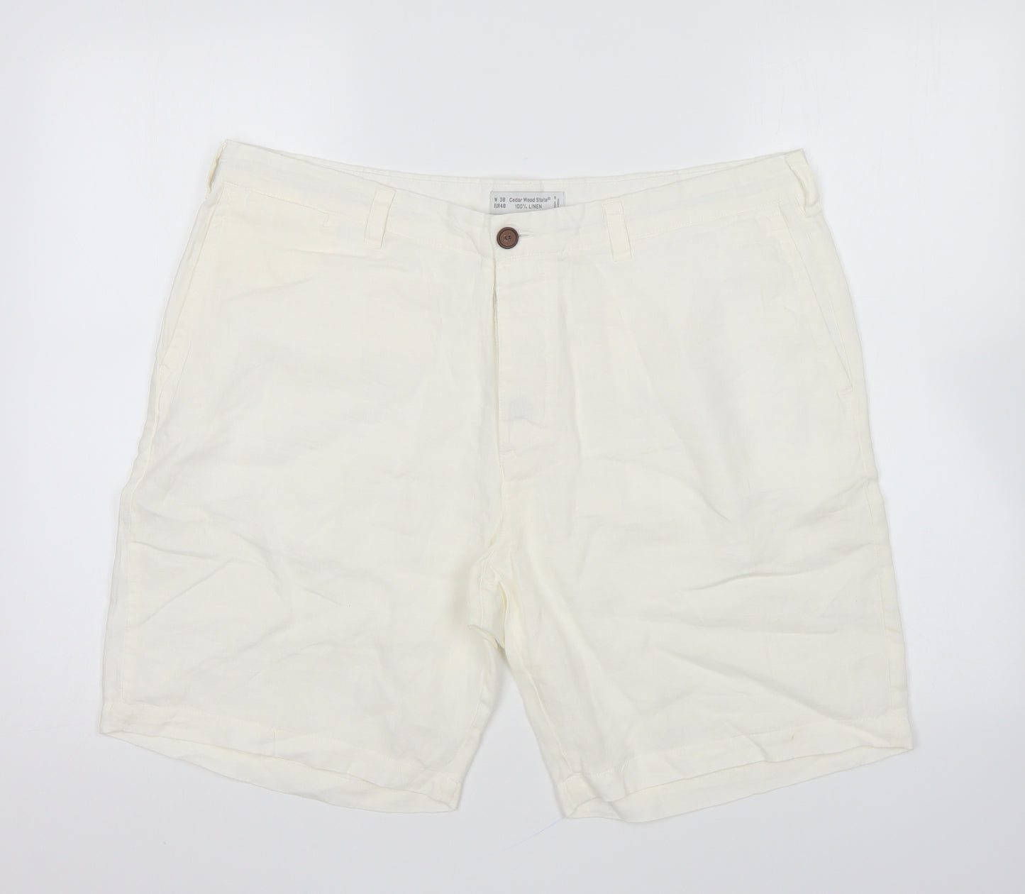 Cedar Wood State Mens Ivory Linen Chino Shorts Size 38 in L9 in Regular Button