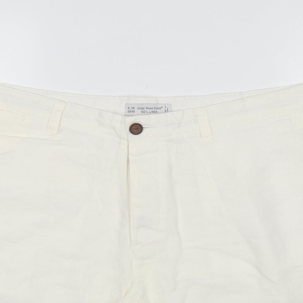 Cedar Wood State Mens Ivory Linen Chino Shorts Size 38 in L9 in Regular Button