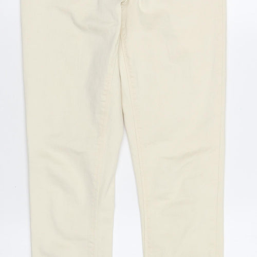 Denim & Co. Womens Ivory Cotton Skinny Jeans Size 10 L27 in Regular Button