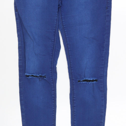Dorothy Perkins Womens Blue Cotton Skinny Jeans Size 6 L25 in Regular Button