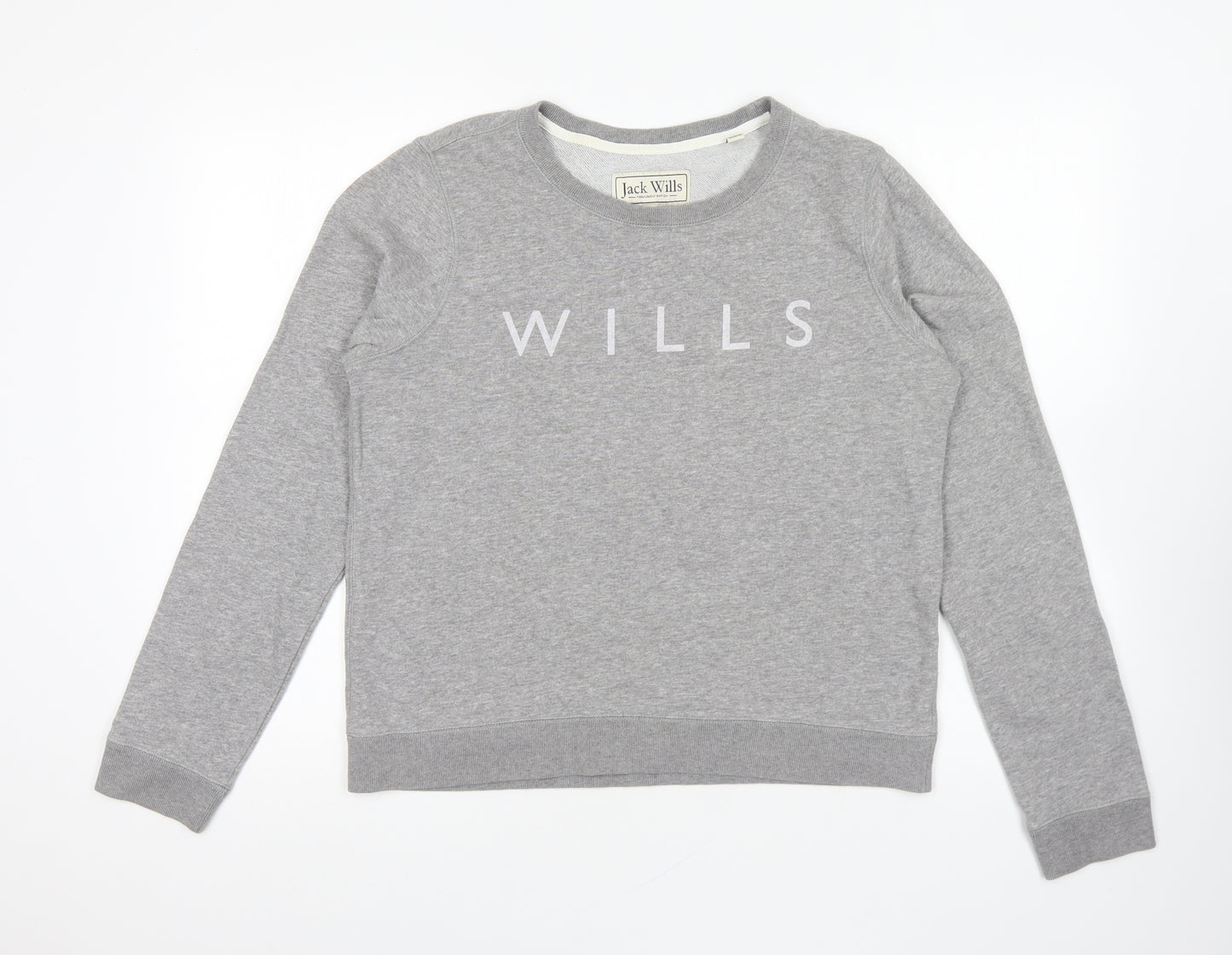 Jack Wills Womens Grey Cotton Pullover Sweatshirt Size 14 Pullover