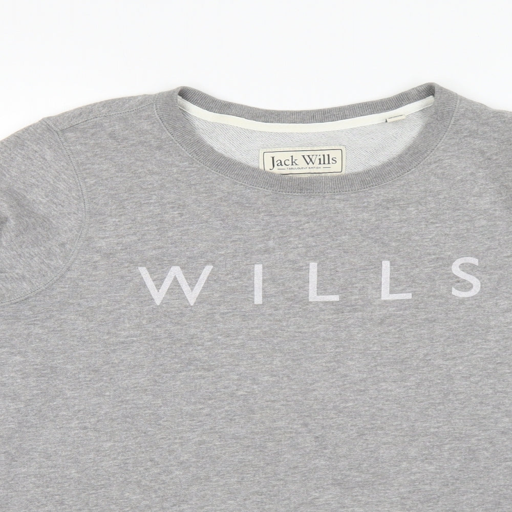 Jack Wills Womens Grey Cotton Pullover Sweatshirt Size 14 Pullover