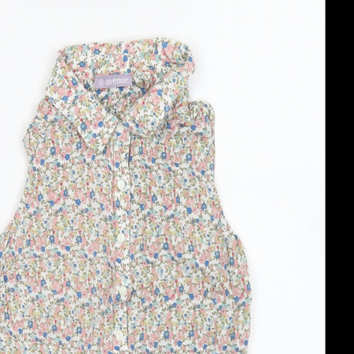 Avenue Womens Multicoloured Floral Viscose Basic Button-Up Size 8 Collared