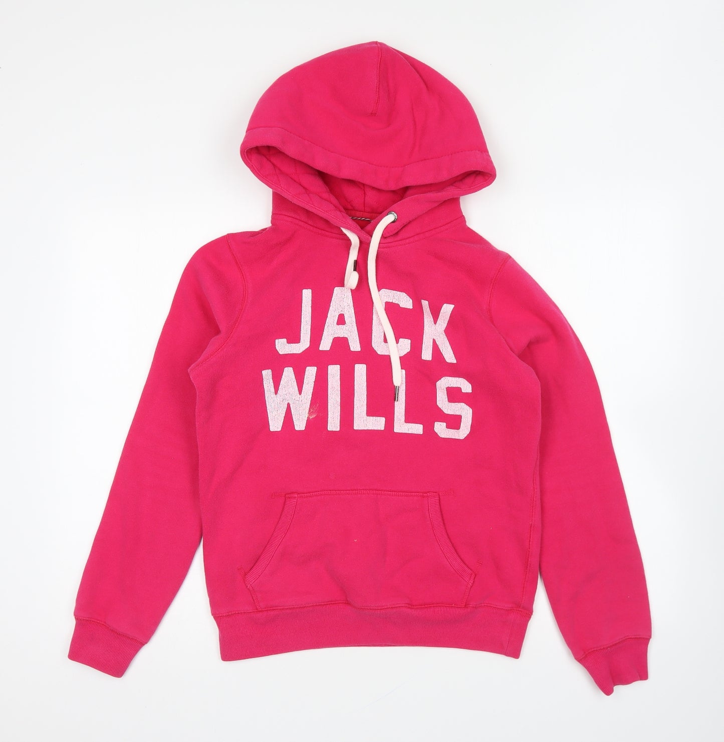 Jack Wills Womens Pink Cotton Pullover Hoodie Size 10 Pullover