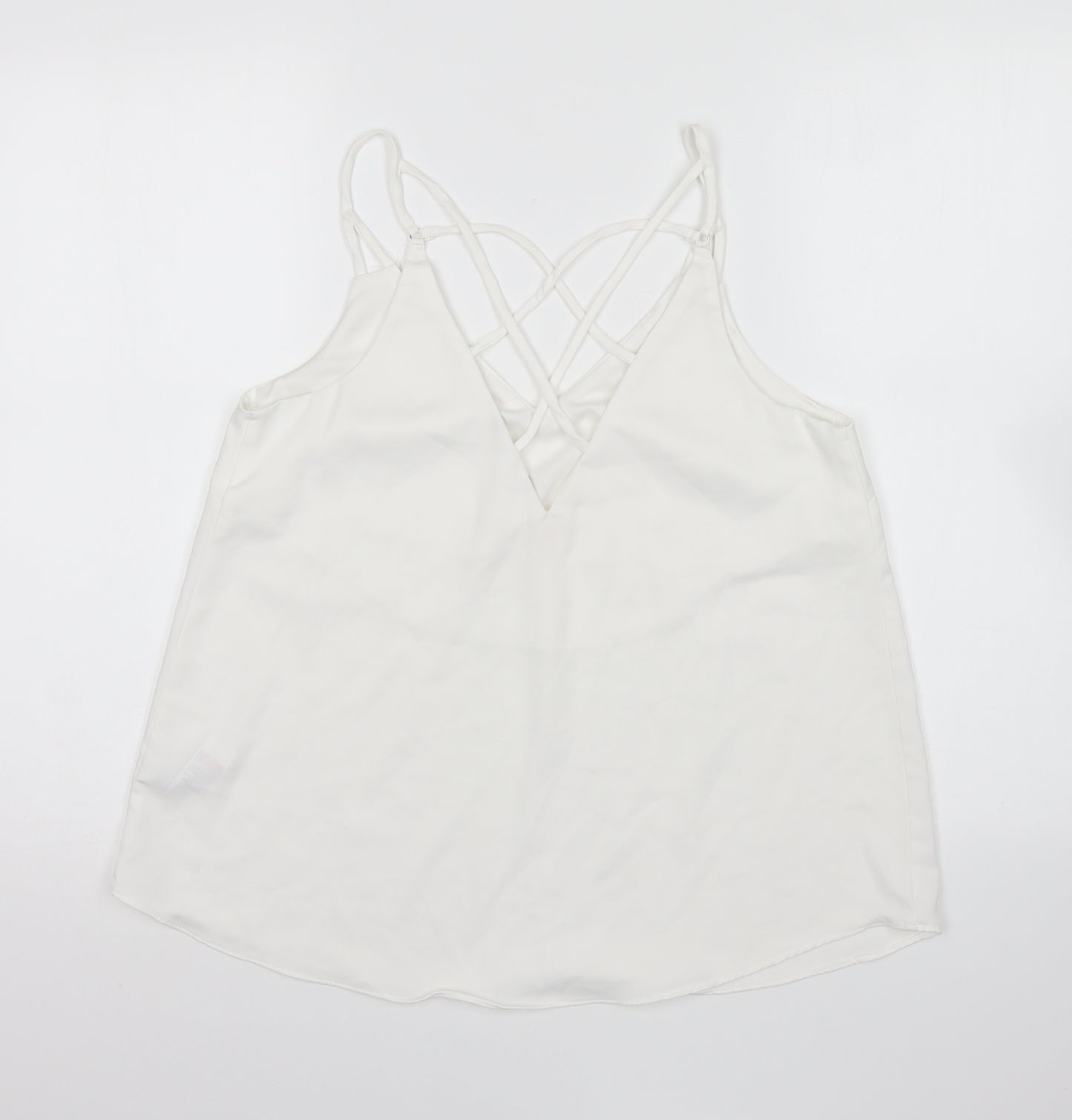 NEXT Womens White Polyester Camisole Blouse Size 10 V-Neck