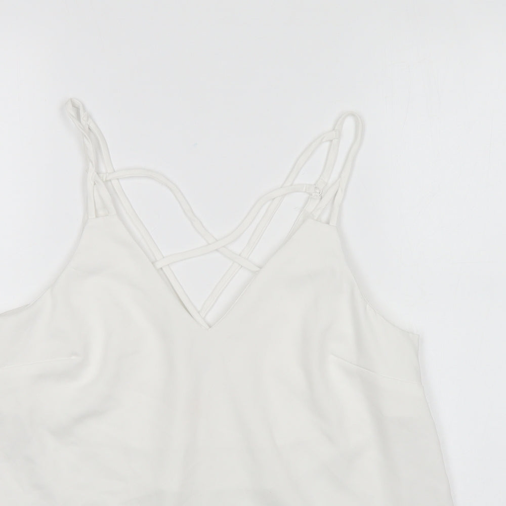 NEXT Womens White Polyester Camisole Blouse Size 10 V-Neck