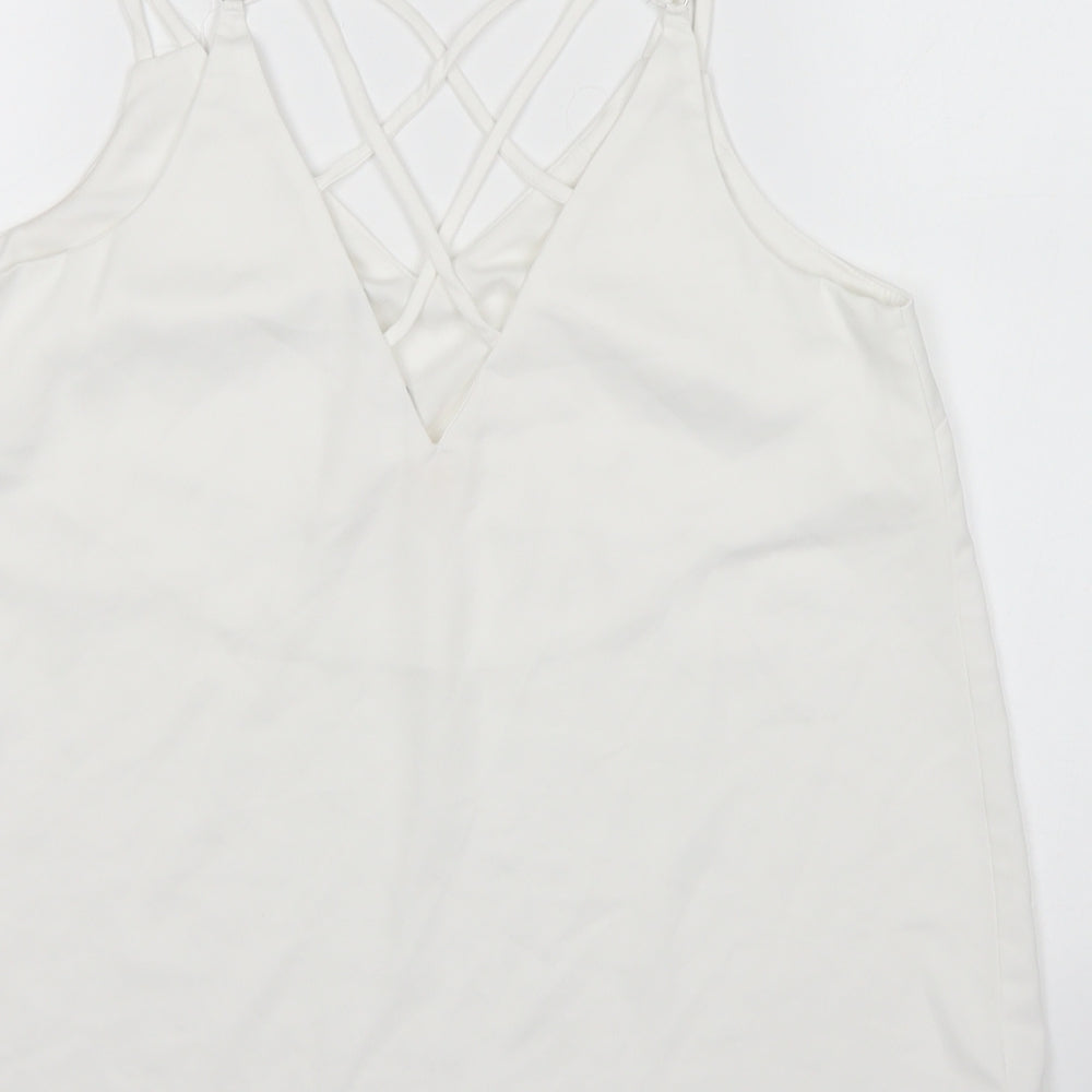 NEXT Womens White Polyester Camisole Blouse Size 10 V-Neck