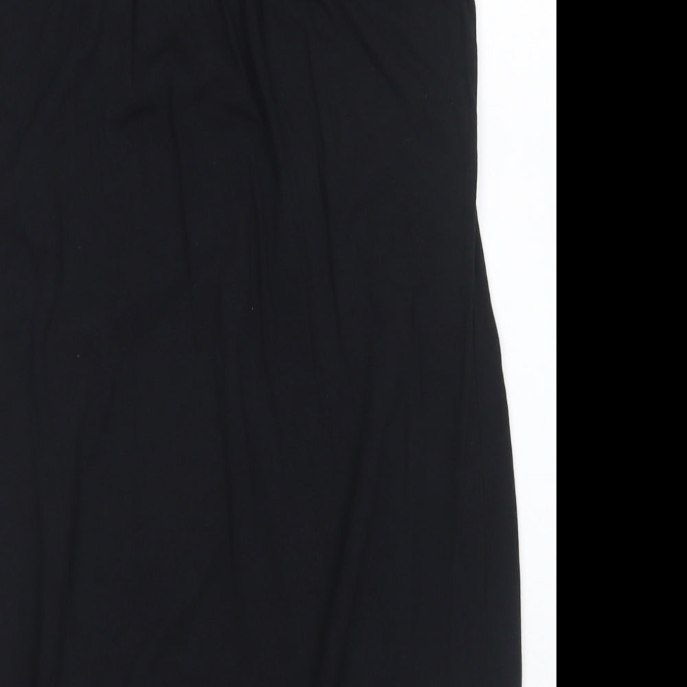 New Look Womens Black Polyester Basic T-Shirt Size 14 Round Neck