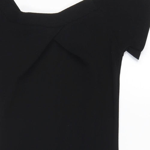 Cameo Rose Womens Black Polyester Bodycon Size 10 Boat Neck Pullover