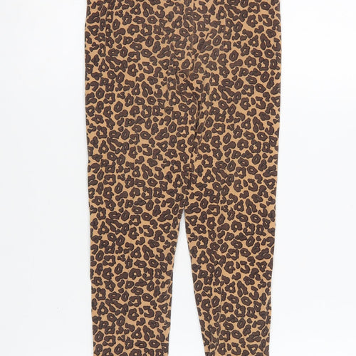George Girls Brown Animal Print Cotton Jogger Trousers Size 8-9 Years Regular Pullover - Leggings