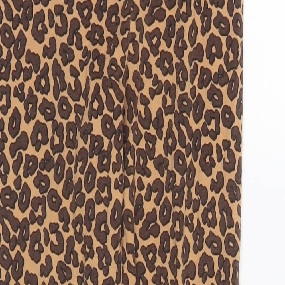 George Girls Brown Animal Print Cotton Jogger Trousers Size 8-9 Years Regular Pullover - Leggings