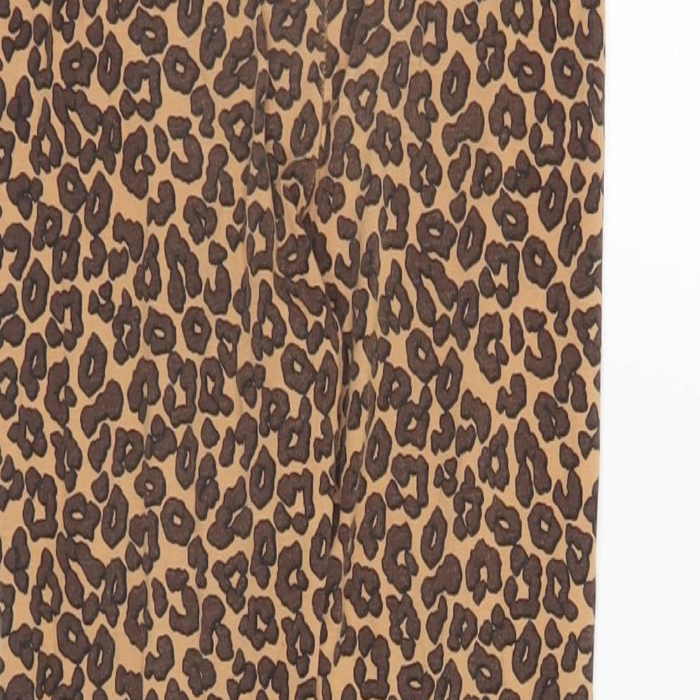George Girls Brown Animal Print Cotton Jogger Trousers Size 8-9 Years Regular Pullover - Leggings