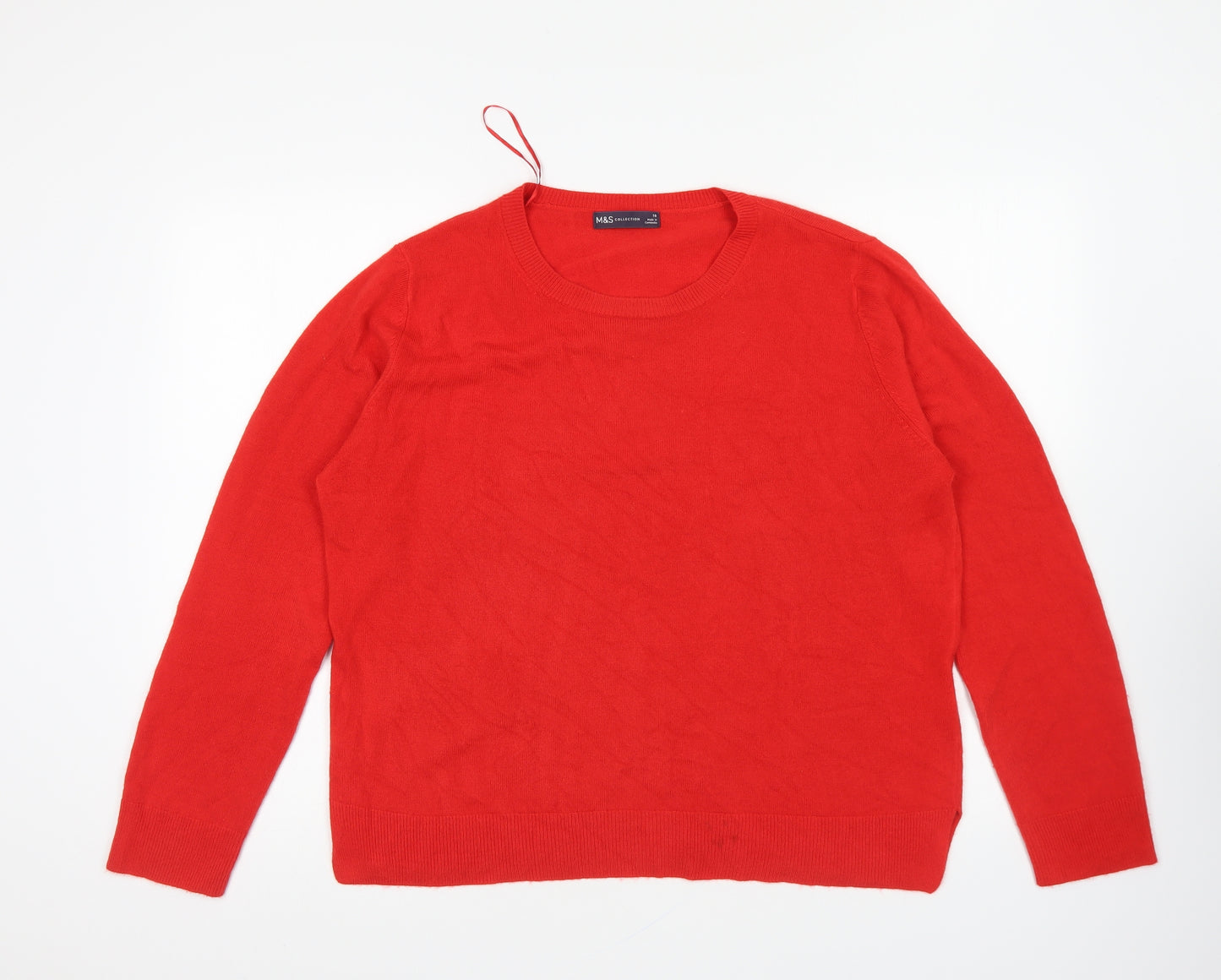 Marks and Spencer Womens Red Round Neck Acrylic Pullover Jumper Size 16
