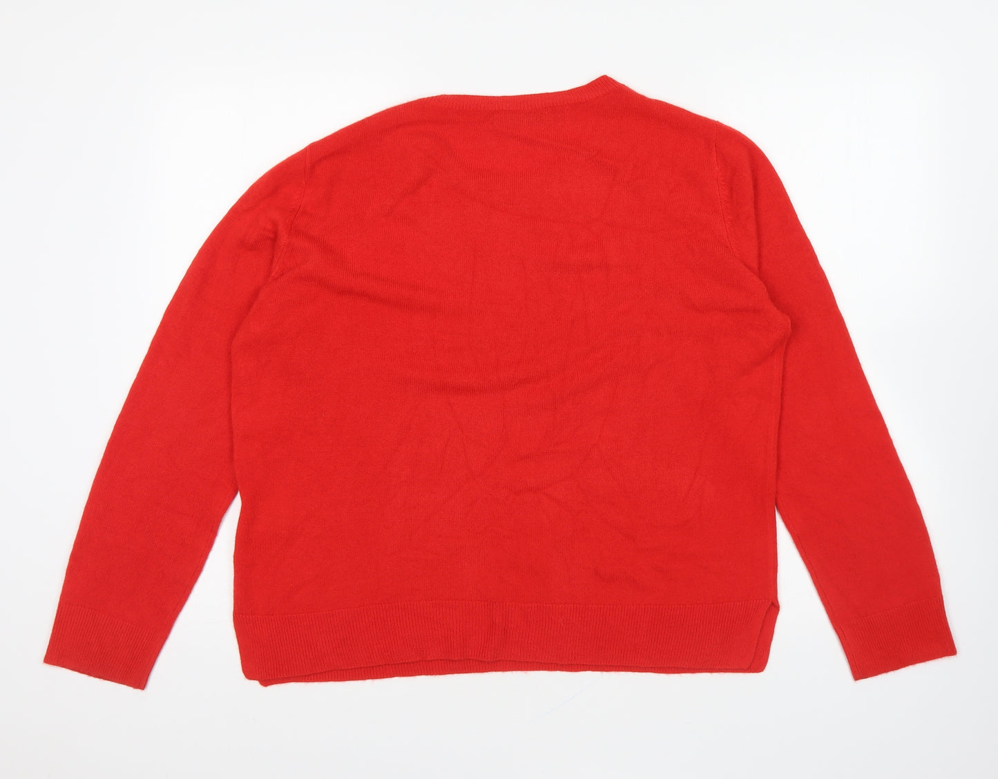 Marks and Spencer Womens Red Round Neck Acrylic Pullover Jumper Size 16