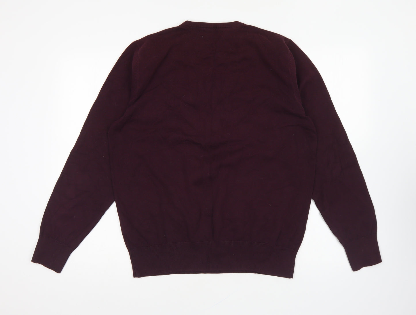 Burton Mens Purple V-Neck Cotton Pullover Jumper Size L