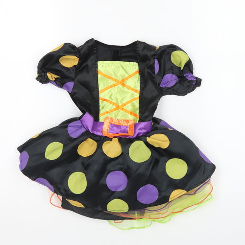 Hallow Scream Girls Multicoloured Polka Dot Polyester Skater Dress Size 12 Months Square Neck Pullover - Halloween costume