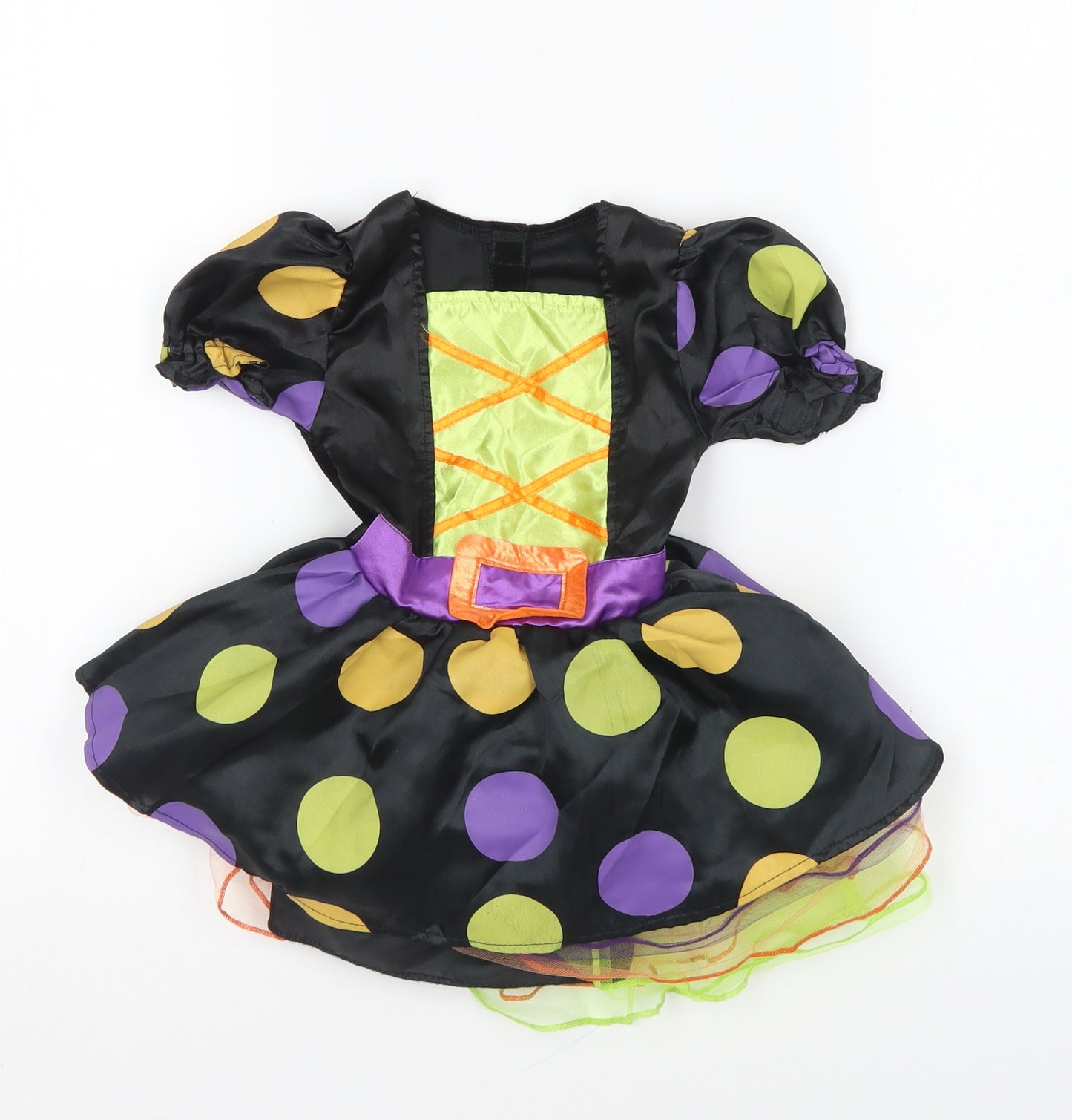 Hallow Scream Girls Multicoloured Polka Dot Polyester Skater Dress Size 12 Months Square Neck Pullover - Halloween costume