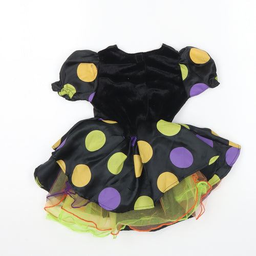 Hallow Scream Girls Multicoloured Polka Dot Polyester Skater Dress Size 12 Months Square Neck Pullover - Halloween costume