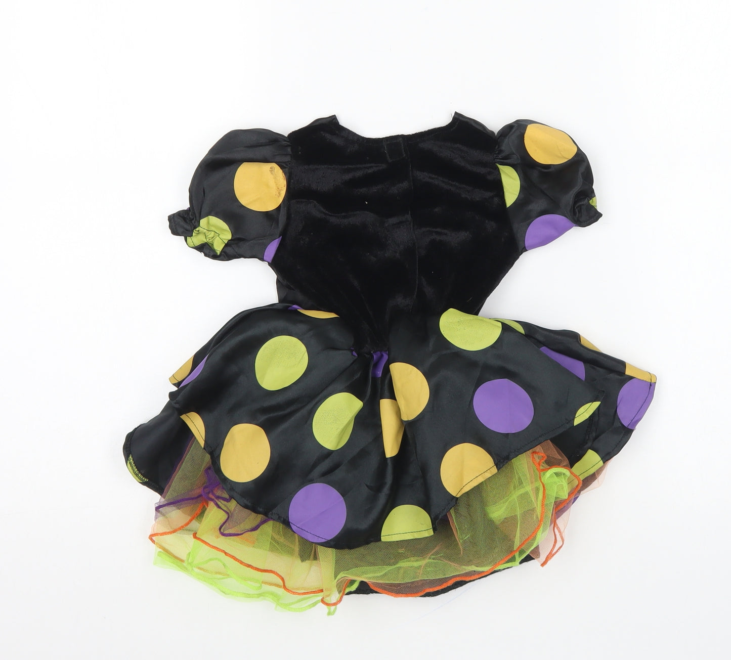 Hallow Scream Girls Multicoloured Polka Dot Polyester Skater Dress Size 12 Months Square Neck Pullover - Halloween costume