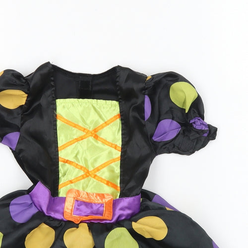 Hallow Scream Girls Multicoloured Polka Dot Polyester Skater Dress Size 12 Months Square Neck Pullover - Halloween costume