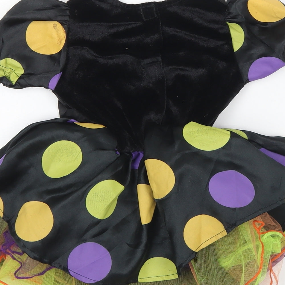 Hallow Scream Girls Multicoloured Polka Dot Polyester Skater Dress Size 12 Months Square Neck Pullover - Halloween costume