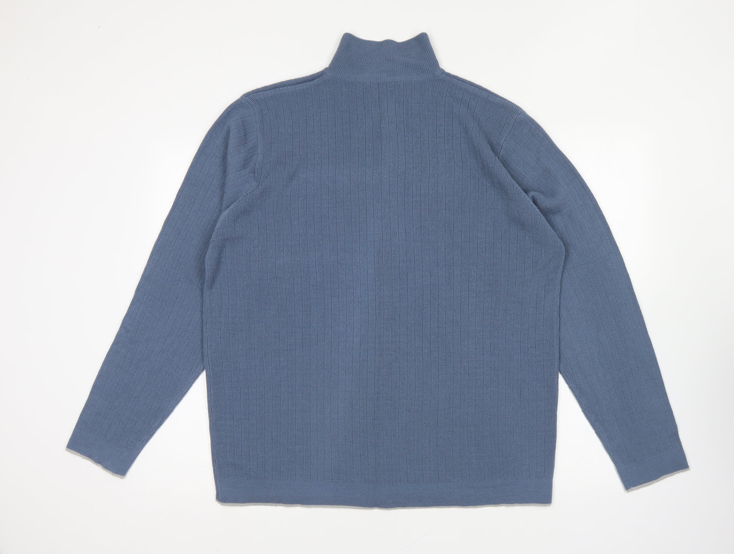 George Mens Blue Collared Acrylic Full Zip Jumper Size M