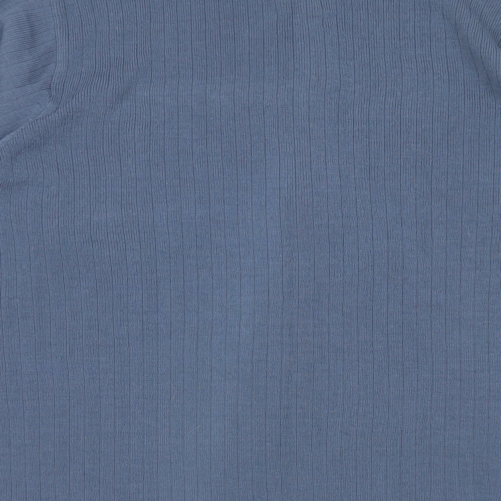 George Mens Blue Collared Acrylic Full Zip Jumper Size M