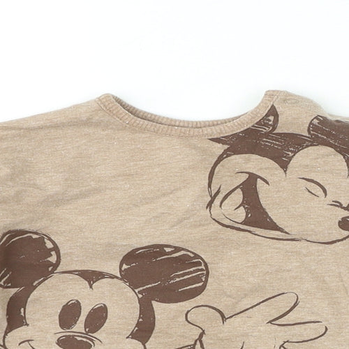 George Baby Beige Polyester Jersey T-Shirt Size 3-6 Months Round Neck Button - Disney Mickey Mouse