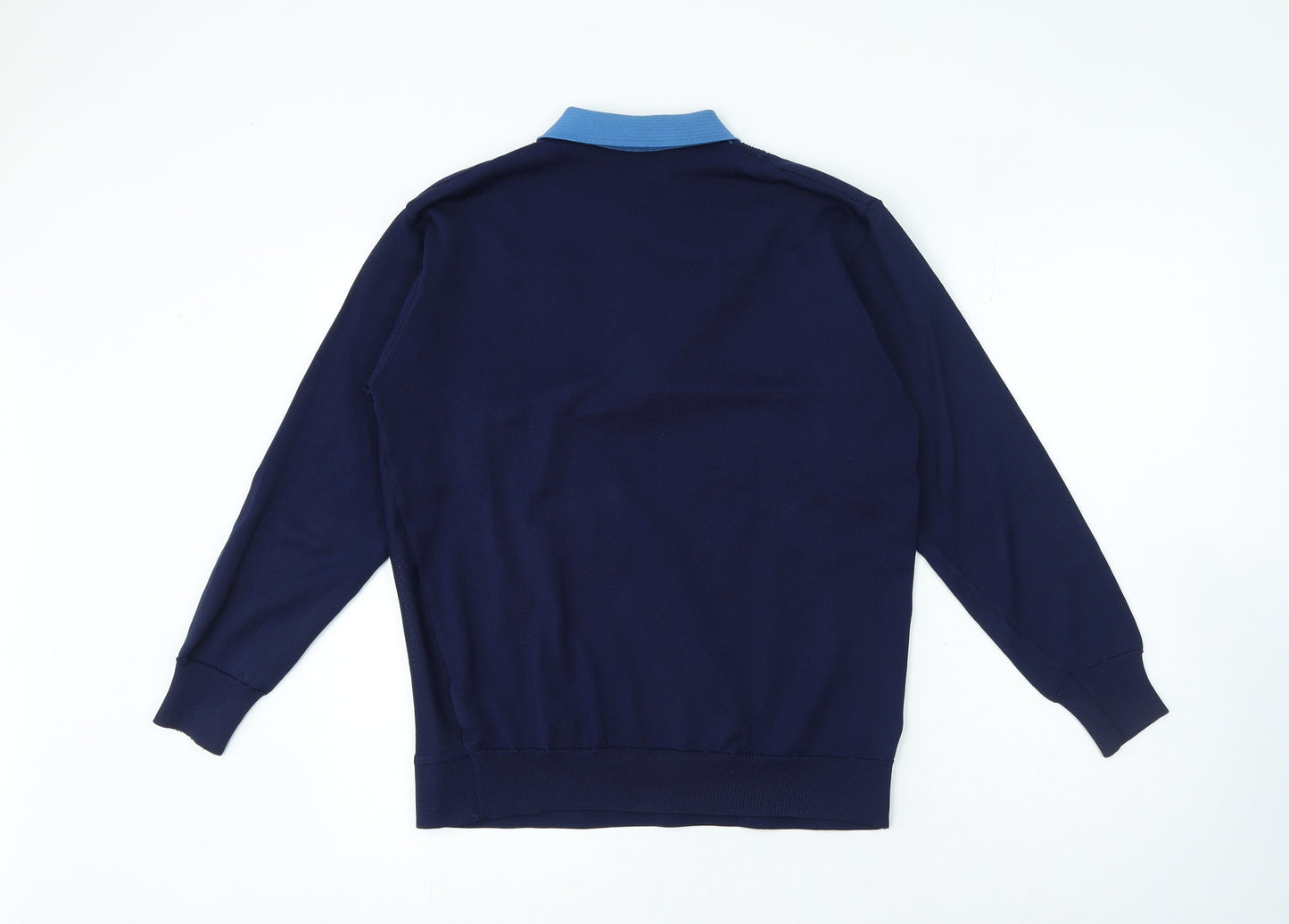 Roberto Carlo Mens Blue Polyester Polo Size M Collared Button