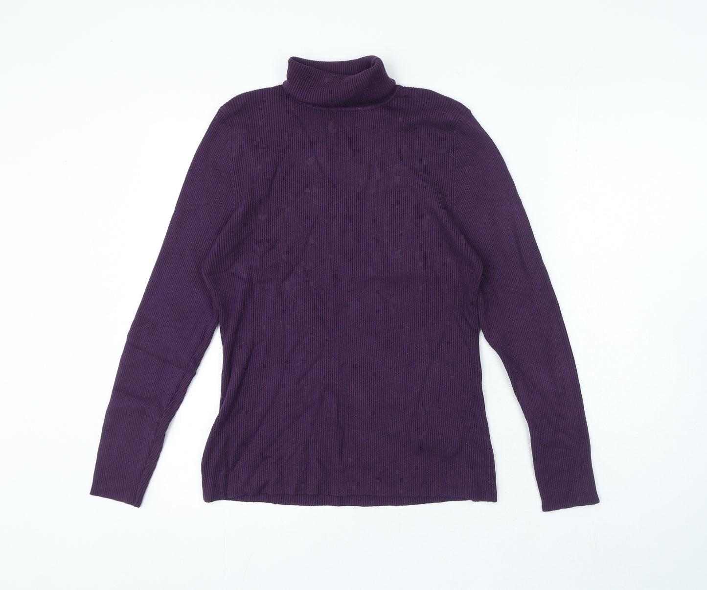 Papaya Womens Purple Viscose Basic T-Shirt Size 22 Roll Neck