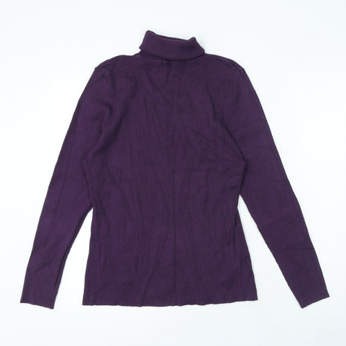 Papaya Womens Purple Viscose Basic T-Shirt Size 22 Roll Neck
